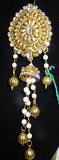 Hair Juda, Gold Jhumki Pearls Accented Hair Gear Jewelry #7861